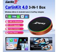 CarlinKit 4.0 Adaptador Inalámbrico 3 en 1 para Espejo Retrovisor, Android Auto y CarPlay, Conexión WiFi y BLE Automática, Actualización OTA, Conexión Fácil con el Teléfono CP2A-M