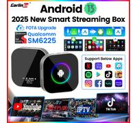 CarlinKit Android 13 Car TV Box Qualcomm SM6225 8-Core Wireless Android Auto & CarPlay Ai Box para IPTV Netflix Reproducción de video en línea SD expandible hasta 512 GB R2 EAU New 4GB RAM 64GB ROM