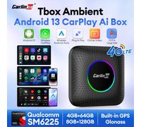 CarlinKit Android 13 CarPlay Ai Box, CarPlay Inalámbrico, Android Auto, Chip Qualcomm de 8 Núcleos, para IPTV, Netflix, Play Store, Caja Inteligente para Auto QCM6125 Plus EAU 4GB 64GB
