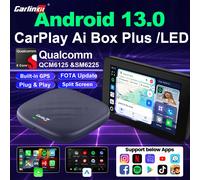 CarlinKit Android 13 CarPlay Ai Box Plus LED inalámbrico Android Auto adaptador Qualcomm 8-Core 64G 128GB para Netflix Plug and Play QCM6125 Plus EAU 4GB 64GB