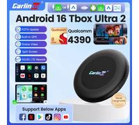 CarlinKit Android 16 Ultra 2 CarPlay Ai Box CQ4390 8G+128GB, duplicación de pantalla, Android Auto inalámbrico, pantalla dividida, FOTA, para Netflix Android 16 Ultra EAU 8GB 128GB