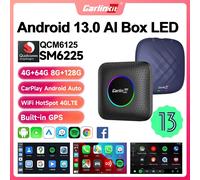 128GB CarlinKit LED inalámbrico CarPlay Android Auto Box CarPlay Ai Box Android 13 reproducción de vídeo pantalla dividida Qualcomm 8 núcleos FOTA SM6225 LED EAU 8GB RAM 128GB ROM