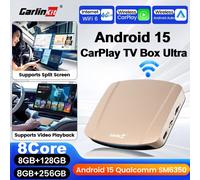 CarlinKit CarPlay Ai Box 8G+128G, Android 15 Ultra WiFi6, Adaptador Inalámbrico para Android Auto, Actualización FOTA, Chip SM6350, Smart TV Box Android 15 Ultra EAU 8GB 128GB