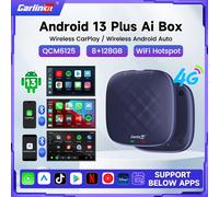 Carlinkit CarPlay Ai Box Qualcomm 6125 CPU de 8 núcleos Android 13,0 inalámbrico CarPlay Android auto para coche OEM CarPlay con cable incorporado PLUS 6GB 128GB