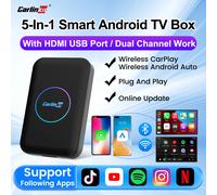 CarlinKit HDMI Android TV Box adaptador inalámbrico 5 en 1 compatible con Netflix IPTV inalámbrico Android Auto y CarPlay Dongle para Radios de coche LITE S 4GB 32GB Brands Genuine