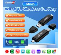 CarlinKit MINI5 Adaptador CarPlay inalámbrico para iPhone Convertir con cable a CarPlay inalámbrico Plug & Play Fácil configuración Conexión rápida estable Mini5 Pro
