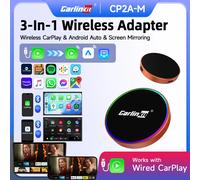 CarlinKit Nueva Actualización Adaptador 3 en 1 de CarPlay con Cable a Inalámbrico y Android Auto con Duplicación de Pantalla Inalámbrica OTA para Coches con CarPlay con Cable CP2A-M
