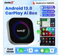 CarlinKit nuevo adaptador inalámbrico CarPlay Android Auto Android 13 CarPlay Ai Box compatible con Netflix Play Store Mini caja inteligente 3 en 1 S2F EAU New 8GB RAM 128GB ROM