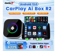 CarlinKit R2 Android 13 CarPlay AI Box Qualcomm SM6225 4G LTE Inalámbrico Android Auto para Netflix IPTV Pantalla Dividida Actualización FOTA S2F EAU Version 4GB 64GB