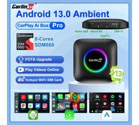 CarlinKit-Sistema inteligente para coche, CarPlay inalámbrico, Android 13, Smart TV Box para Netflix, IPTV, CarPlay, Ai Box SM6225 LED NA 8GB 128GB