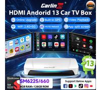 CarlinKit, TV Box Android 13 con 8 GB de RAM y 128 GB de almacenamiento, con HDMI, para Netflix, YouTube, IPTV, Android Auto, conexión inalámbrica, CarPlay inteligente, caja con IA, actualización FOTA