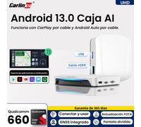 Carlinkit UHD SDM660 Android 13 Ai Box CarPlay Android Auto salida HDMI inalámbrica compatible con Netflix YouTube IPTV HBO Max Spotify SDM660 EAU USB-A 8GB RAM 128GB ROM