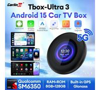 CarlinKit Ultra 3 2026, TV Box Android 15, CarPlay Inalámbrico, Android Auto, SM6350, 8GB+128GB, 5G LTE, para Netflix, IPTV, BMW, Audi, Kia, VW Ultra 3 EAU Version 365 Days Warranty