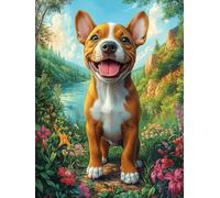 Carlino en una Pradera Florida Rompecabezas 1000 Piezas Cartón Grueso para Coleccionistas Mascota de Vida Silvestre Mejora Memoria Desarrollo Cognitivo Diversión Familia Regalo Reyes Magos 1000 PCS