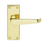 Carlisle Brass CBV31/BP - Manijas de puerta victorianas rectas de latón pulido para puertas interiores Placa de 118 x 42 mm