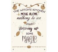 Carlor Póster con texto en inglés "The Witch's Kitchen Moue Along Nothing to See", impresiones artísticas elegantes, pintura publicitaria, decoración de pared, letrero de metal de 30,5 x 20,3 cm