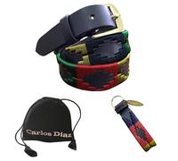 Carlos Diaz Cinturón Polo de Cuero Bordado Marrón Delgado de Diseñador para Chicos Chicas Niños y Niñas (60 cm/ 22-24 Inches)