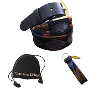 Carlos Diaz Cinturón Polo de Cuero Bordado Marrón Delgado de Diseñador para Chicos Chicas Niños y Niñas (65 cm/ 24-26 Inches)