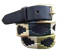 Carlos Diaz Cinturón Polo de Cuero Bordado Marrón Delgado de Diseñador para Chicos Chicas Niños y Niñas (60 cm/ 22-24 Inches)