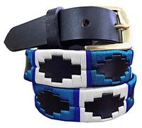 Carlos Diaz Cinturón Polo de Cuero Bordado Marrón Delgado de Diseñador para Hombres Mujeres Unisex (90 cm/ 32 Inches)