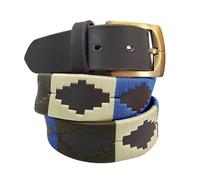 Carlos Diaz Cinturón Polo de Cuero Bordado Marrón Premium de Diseñador para Hombres Mujeres Unisex (115 cm / 46-48 Inches)