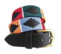 Carlos Diaz Cinturón Polo de Cuero Bordado Marrón Premium de Diseñador para Hombres Mujeres Unisex (105 cm / 42-44 Inches)