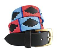 Carlos Diaz Cinturón Polo de Cuero Bordado Marrón Premium de Diseñador para Hombres Mujeres Unisex (105 cm / 42-44 Inches)