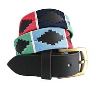 Carlos Diaz Cinturón Polo de Cuero Bordado Marrón Premium de Diseñador para Hombres Mujeres Unisex (115 cm / 46-48 Inches)