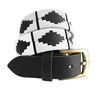 Carlos Diaz Cinturón Polo de Cuero Bordado Marrón Premium de Diseñador para Hombres Mujeres Unisex (105 cm / 42-44 Inches)