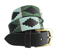 Carlos Diaz Cinturón Polo de Cuero Bordado Marrón Premium de Diseñador para Hombres Mujeres Unisex (105 cm / 42-44 Inches)