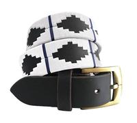 Carlos Diaz Cinturón Polo de Cuero Bordado Marrón Premium de Diseñador para Hombres Mujeres Unisex (110 cm / 44-46 Inches)