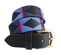 Carlos Diaz Cinturón Polo de Cuero Bordado Marrón Premium de Diseñador para Hombres Mujeres Unisex (100 cm / 40-42 Inches)