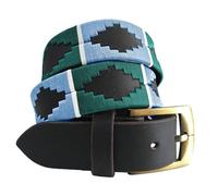 Carlos Diaz Cinturón Polo de Cuero Bordado Marrón Premium de Diseñador para Hombres Mujeres Unisex (110 cm / 44-46 Inches)