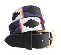 Carlos Diaz Cinturón Polo de Cuero Bordado Marrón Premium de Diseñador para Hombres Mujeres Unisex (105 cm / 42-44 Inches)