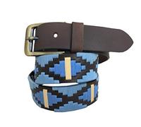 Carlos Diaz Cinturón Polo de Cuero Bordado Marrón Premium de Diseñador para Hombres Mujeres Unisex (80 cm/ 30-32 Inches)