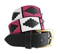 Carlos Diaz Cinturón Polo de Cuero Bordado Marrón Premium de Diseñador para Hombres Mujeres Unisex (85 cm / 32-34 Inches)