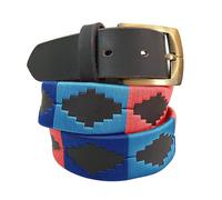 Carlos Diaz Cinturón Polo de Cuero Bordado Marrón Premium de Diseñador para Hombres Mujeres Unisex (80 cm/ 30-32 Inches)