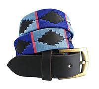 Carlos Diaz Cinturón Polo de Cuero Bordado Marrón Premium de Diseñador para Hombres Mujeres Unisex (85 cm / 32-34 Inches)