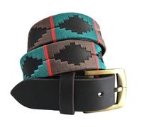 Carlos Diaz Cinturón Polo de Cuero Bordado Marrón Premium de Diseñador para Hombres Mujeres Unisex (95 cm / 36-38 Inches)