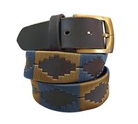 Carlos Diaz Cinturón Polo de Cuero Bordado Marrón Premium de Diseñador para Hombres Mujeres Unisex (95 cm / 36-38 Inches)