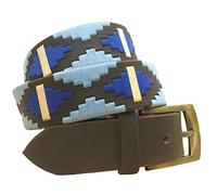 Carlos Diaz Cinturón Polo de Cuero Bordado Marrón Premium de Diseñador para Hombres Mujeres Unisex (90 cm / 34-36 Inches)