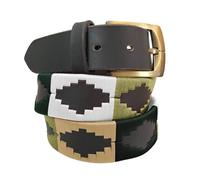 Carlos Diaz Cinturón Polo de Cuero Bordado Marrón Premium de Diseñador para Hombres Mujeres Unisex (90 cm / 34-36 Inches)