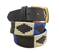 Carlos Diaz Cinturón Polo de Cuero Bordado Marrón Premium de Diseñador para Hombres Mujeres Unisex (95 cm / 36-38 Inches)