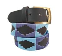 Carlos Diaz Cinturón Polo de Cuero Bordado Marrón Premium de Diseñador para Hombres Mujeres Unisex (90 cm / 34-36 Inches)