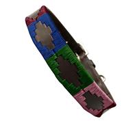 Carlos Diaz Collar de perro polo bordado de piel auténtica encerada XS