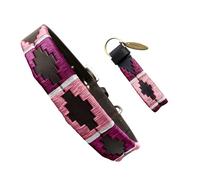 Carlos Diaz Collar de Perro Premium Bordado y Encerado Estilo Polo de Cuero Genuino L