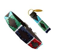 Carlos Diaz Collar de Perro Premium Bordado y Encerado Estilo Polo de Cuero Genuino S