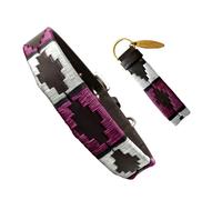 Carlos Diaz Collar de Perro Premium Bordado y Encerado Estilo Polo de Cuero Genuino S