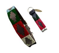 Carlos Diaz Collar de Perro Premium Bordado y Encerado Estilo Polo de Cuero Genuino S