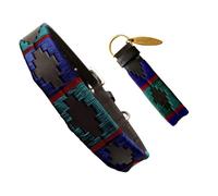 Carlos Diaz Collar de Perro Premium Bordado y Encerado Estilo Polo de Cuero Genuino S